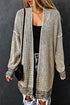 Waffle Knit Open Front Drop Shoulder Cardigan