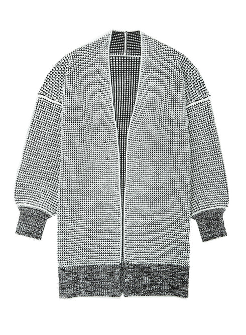Waffle Knit Open Front Drop Shoulder Cardigan