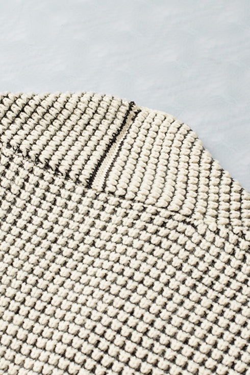Waffle Knit Open Front Drop Shoulder Cardigan