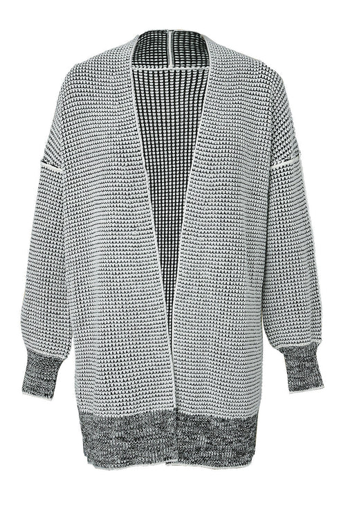 Waffle Knit Open Front Drop Shoulder Cardigan