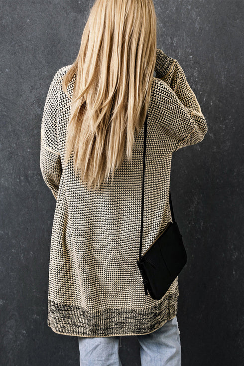 Waffle Knit Open Front Drop Shoulder Cardigan