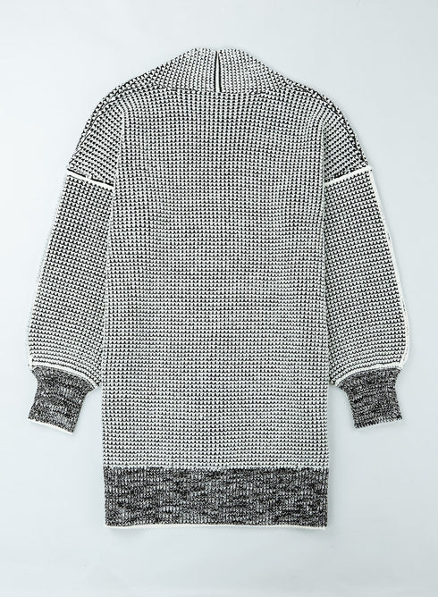 Waffle Knit Open Front Drop Shoulder Cardigan