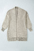 Waffle Knit Open Front Drop Shoulder Cardigan
