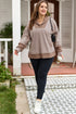 Waffle Knit Patchwork Detailed Pocketed Plus Size Hoodie