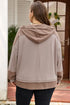 Waffle Knit Patchwork Detailed Pocketed Plus Size Hoodie