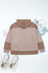 Waffle Knit Patchwork Detailed Pocketed Plus Size Hoodie