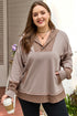 Waffle Knit Patchwork Detailed Pocketed Plus Size Hoodie