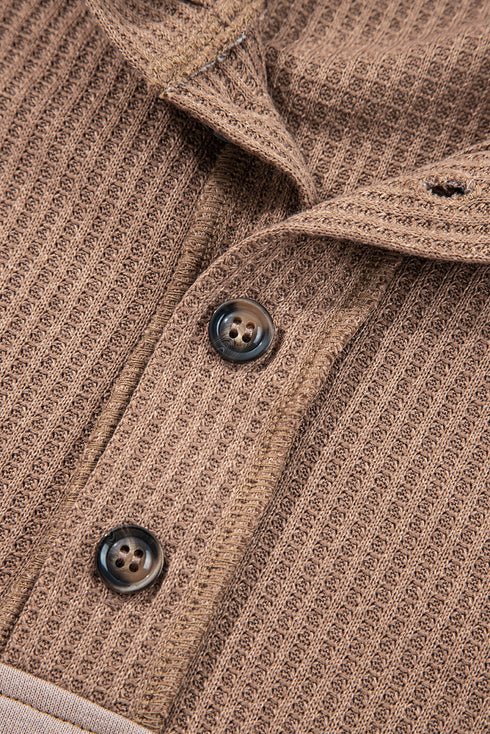 Waffle Knit Patchwork Detailed Pocketed Plus Size Hoodie