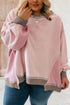 Waffle Knit Patchwork Exposed Seam Baggy Sweatshirt