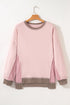 Waffle Knit Patchwork Exposed Seam Baggy Sweatshirt
