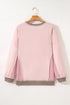 Waffle Knit Patchwork Exposed Seam Baggy Sweatshirt