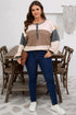 Waffle Knit Patchwork Half Button Long Sleeve Top