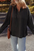 Waffle Knit Patchwork Half Zip Drop Shoulder Sweatshirt