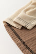 Waffle Knit Patchwork Stitch Detail Long Sleeve Top