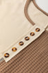 Waffle Knit Patchwork Stitch Detail Long Sleeve Top