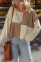 Waffle Knit Patchwork Stitch Detail Long Sleeve Top