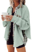 Waffle Knit Patchwork Thermal Textured Plaid Shacket