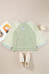 Waffle Knit Patchwork Wide Sleeve Raglan Casual Top