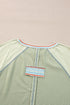 Waffle Knit Patchwork Wide Sleeve Raglan Casual Top