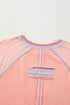 Waffle Knit Patchwork Wide Sleeve Raglan Casual Top