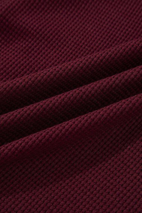 Waffle Knit Patchwork Zip Up Button Hooded Jacket