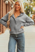 Waffle Knit Patchwork Zip Up Button Hooded Jacket
