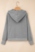 Waffle Knit Patchwork Zip Up Button Hooded Jacket