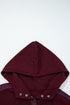 Waffle Knit Patchwork Zip Up Button Hooded Jacket