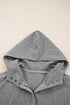 Waffle Knit Patchwork Zip Up Button Hooded Jacket