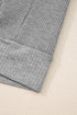 Waffle Knit Patchwork Zip Up Button Hooded Jacket