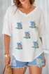 Waffle Knit Patriotic Bow Boots Graphic V Neck Tee