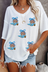 Waffle Knit Patriotic Bow Boots Graphic V Neck Tee