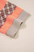 Waffle Knit Plaid Floral Patchwork Bracelet Sleeve Top