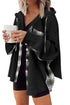 Waffle Knit Plaid Patchwork Drawstring Hooded Jacket