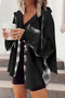 Waffle Knit Plaid Patchwork Drawstring Hooded Jacket