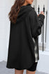 Waffle Knit Plaid Patchwork Drawstring Hooded Jacket