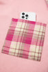 Waffle Knit Plaid Patchwork Pocket Outerwear
