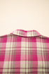 Waffle Knit Plaid Patchwork Pocket Outerwear
