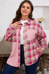 Waffle Knit Plaid Patchwork Pocket Outerwear