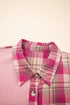 Waffle Knit Plaid Patchwork Pocket Outerwear