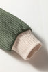 Waffle Knit Raglan Sleeve Contrast Panel Top