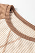 Waffle Knit Raglan Sleeve Contrast Panel Top