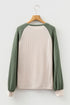 Waffle Knit Raglan Sleeve Contrast Panel Top
