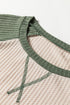 Waffle Knit Raglan Sleeve Contrast Panel Top