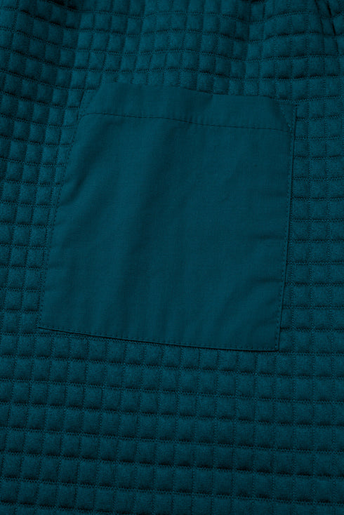 Waffle Knit Raw Edge Patchwork Wide Leg Pant Set