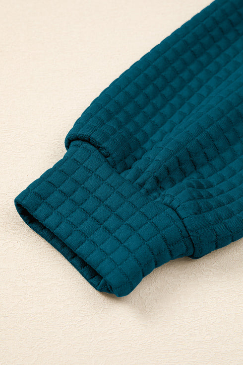 Waffle Knit Raw Edge Patchwork Wide Leg Pant Set