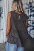 Waffle Knit Ruffled Tiered Sleeveless Tank Top