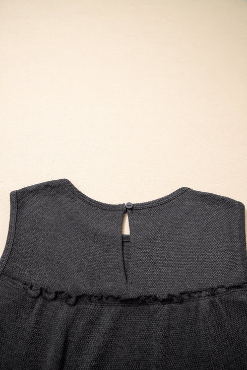 Waffle Knit Ruffled Tiered Sleeveless Tank Top