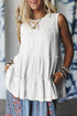 Waffle Knit Ruffled Tiered Sleeveless Tank Top
