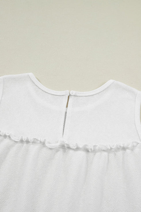Waffle Knit Ruffled Tiered Sleeveless Tank Top